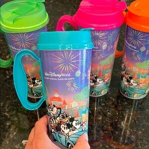 SET OF FOUR Disney Parks Travel Mug Set - Reuseable, Hot or Cold drinks!